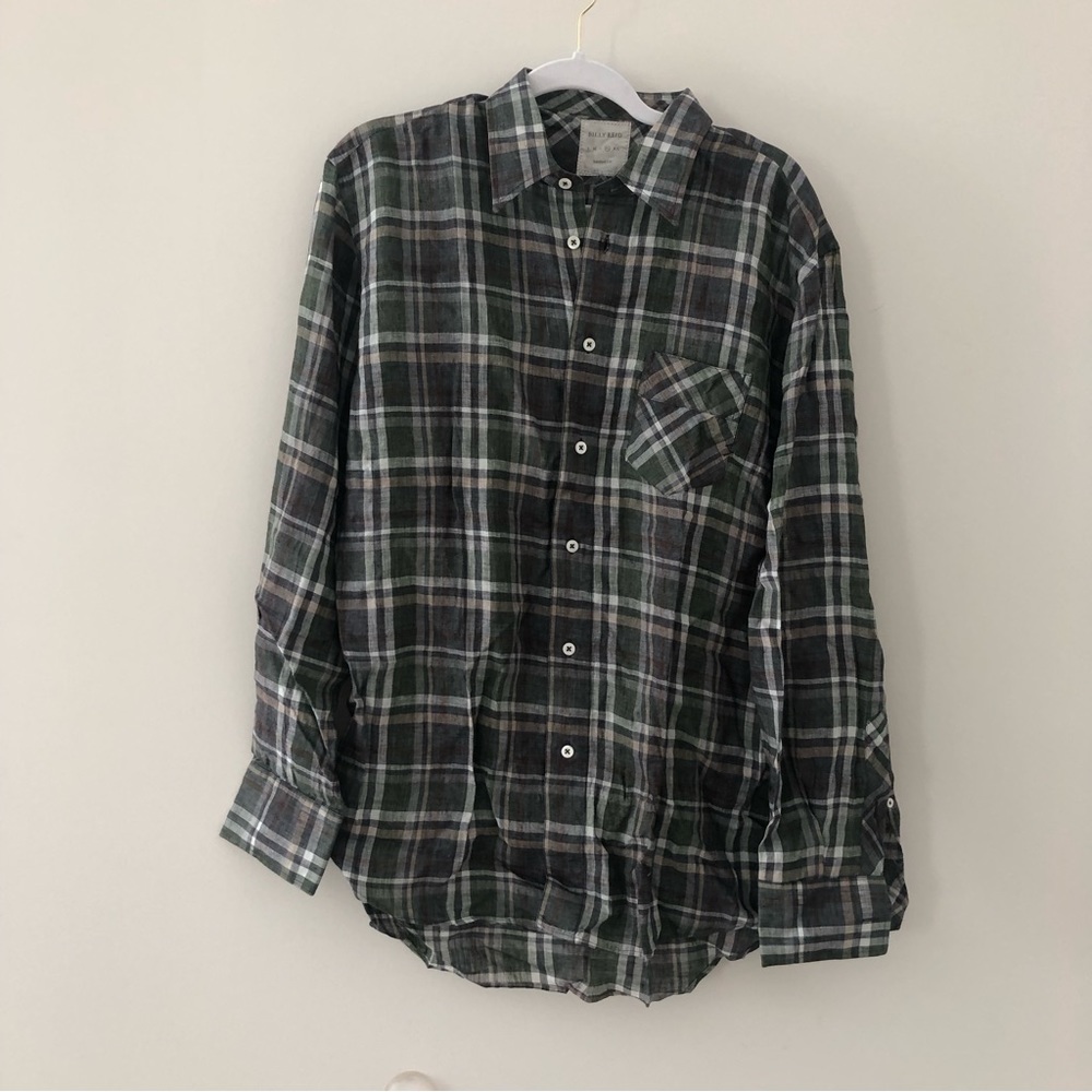 Billy Reid plaid 100% linen shirt, NWOT